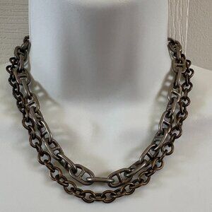 2 Different Style Chain Necklaces Brass & Pewter